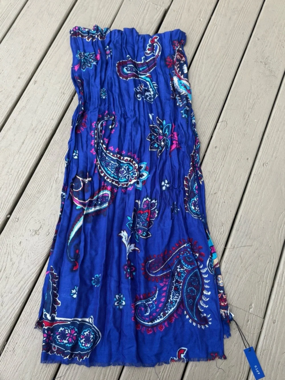 NWT APT.9 Royal Blue Long Scarf with Paisly Print, Size: 76”L x 21”W